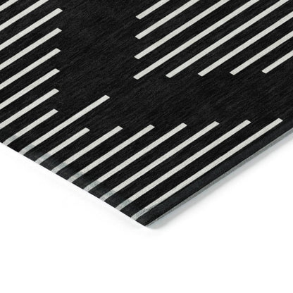 LOOMLAN Rugs Velina Black Washable Indoor-Outdoor Rug