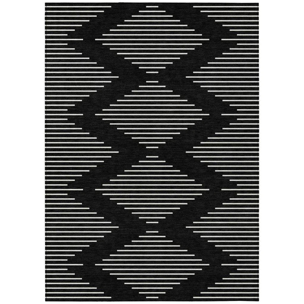 LOOMLAN Rugs Velina Black Washable Indoor-Outdoor Rug