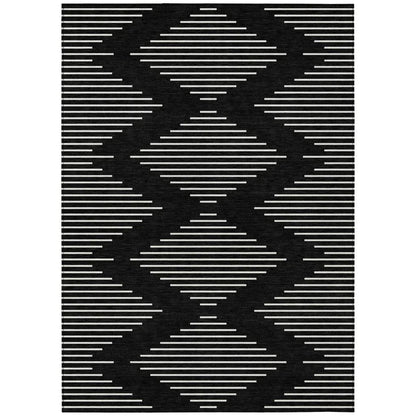 LOOMLAN Rugs Velina Black Washable Indoor-Outdoor Rug