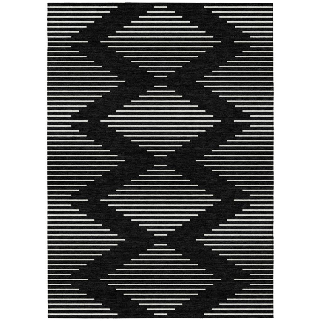 LOOMLAN Rugs Velina Black Washable Indoor-Outdoor Rug