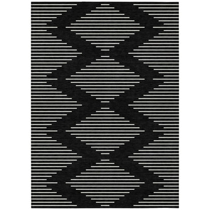 LOOMLAN Rugs Velina Black Washable Indoor-Outdoor Rug