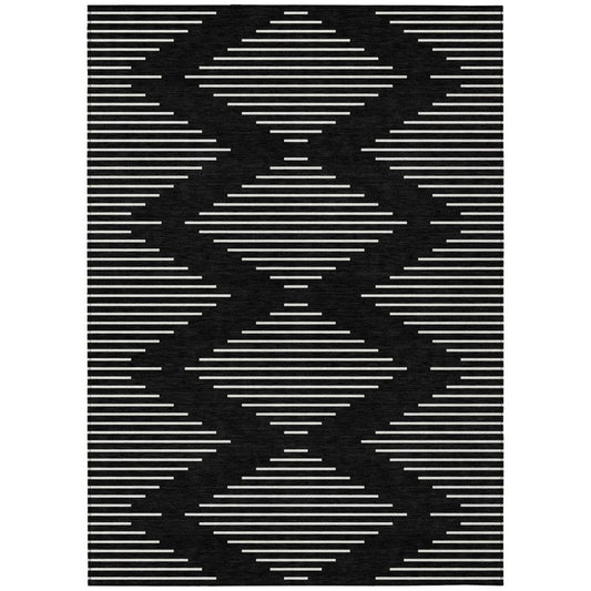 LOOMLAN Rugs Velina Black Washable Indoor-Outdoor Rug