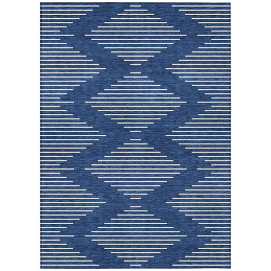 LOOMLAN Rugs Velina Blue Washable Indoor-Outdoor Rug