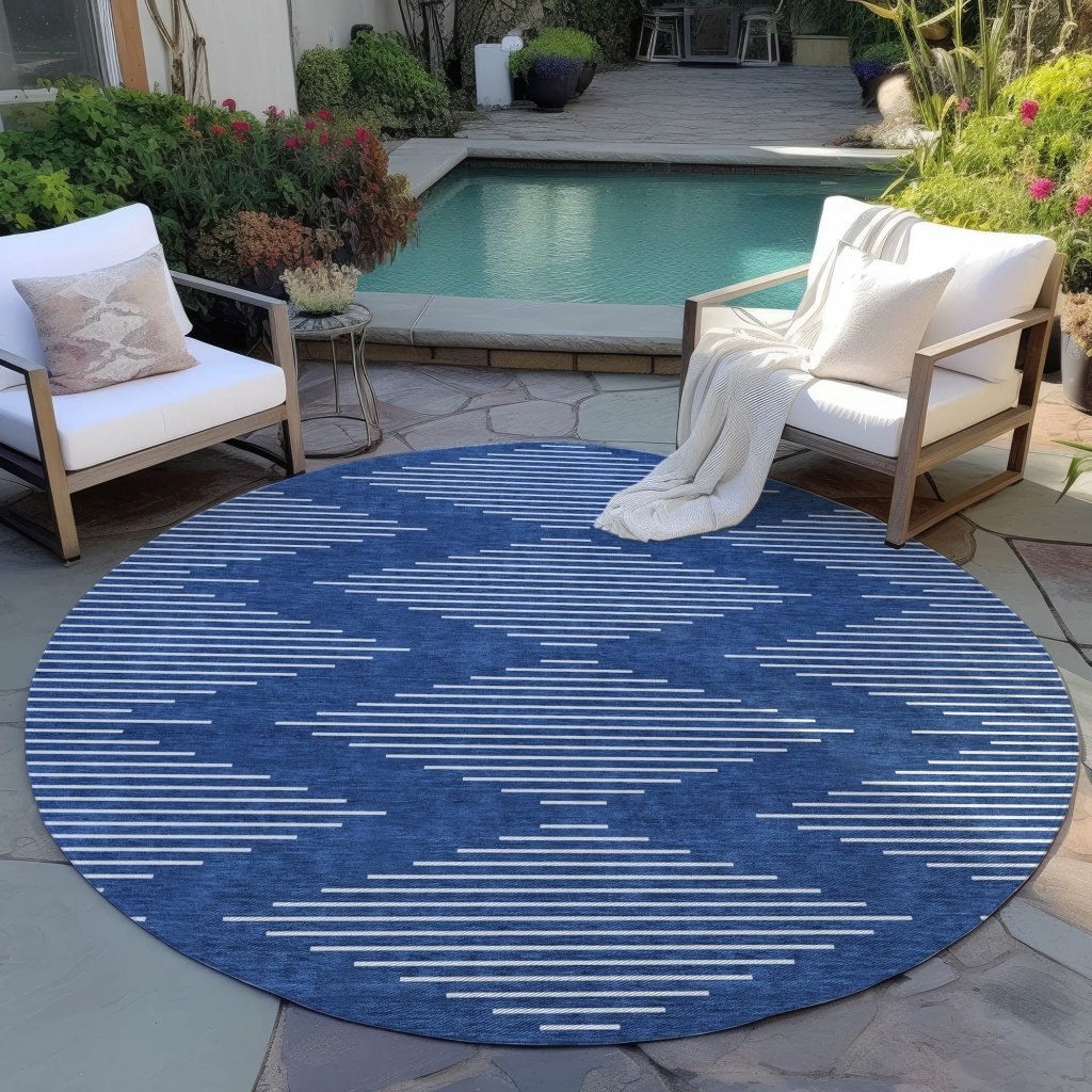 LOOMLAN Rugs Velina Blue Washable Indoor-Outdoor Rug