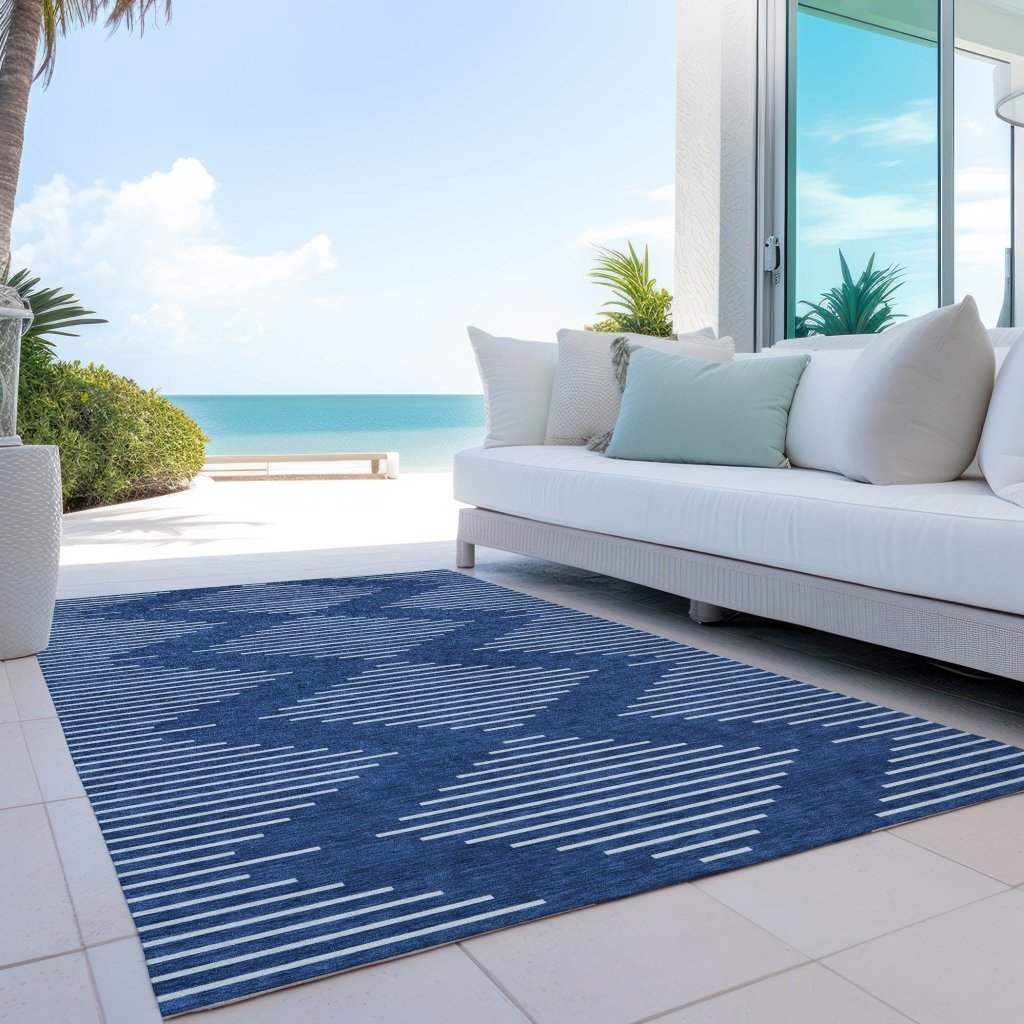 LOOMLAN Rugs Velina Blue Washable Indoor-Outdoor Rug
