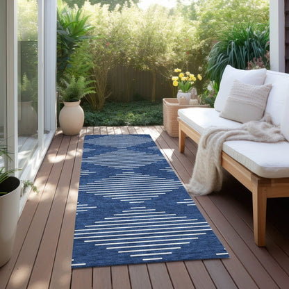 LOOMLAN Rugs Velina Blue Washable Indoor-Outdoor Rug