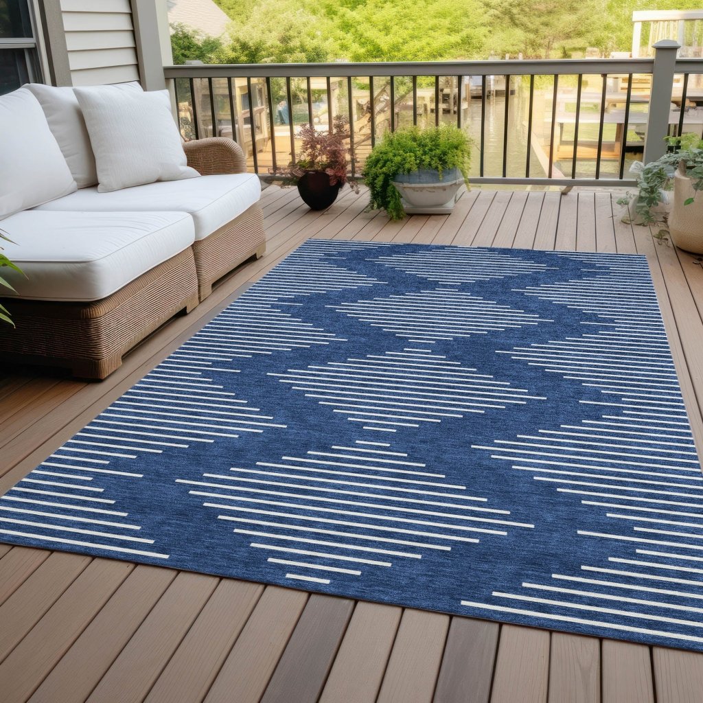 LOOMLAN Rugs Velina Blue Washable Indoor-Outdoor Rug