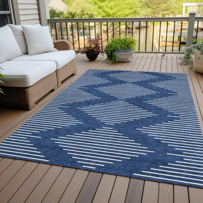 LOOMLAN Rugs Velina Blue Washable Indoor-Outdoor Rug