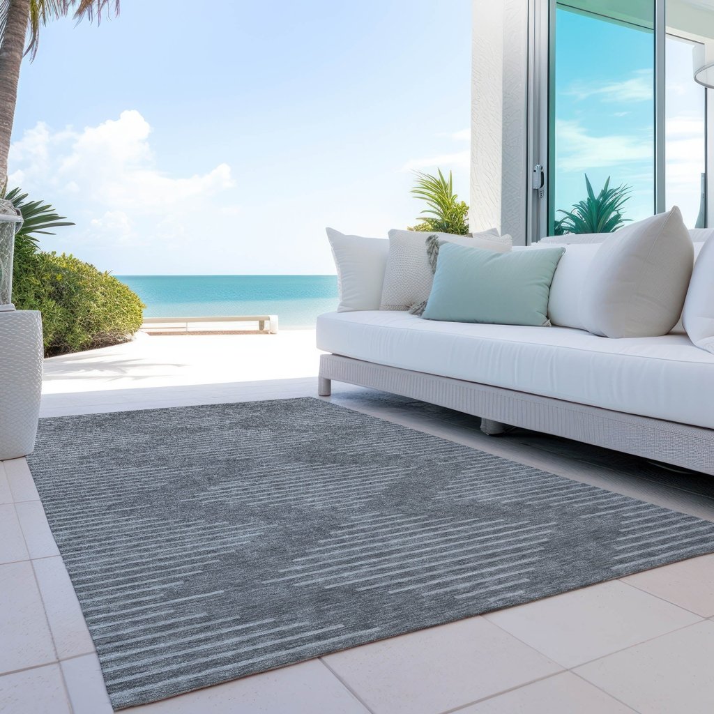 LOOMLAN Rugs Velina Charcoal Washable Indoor-Outdoor Rug