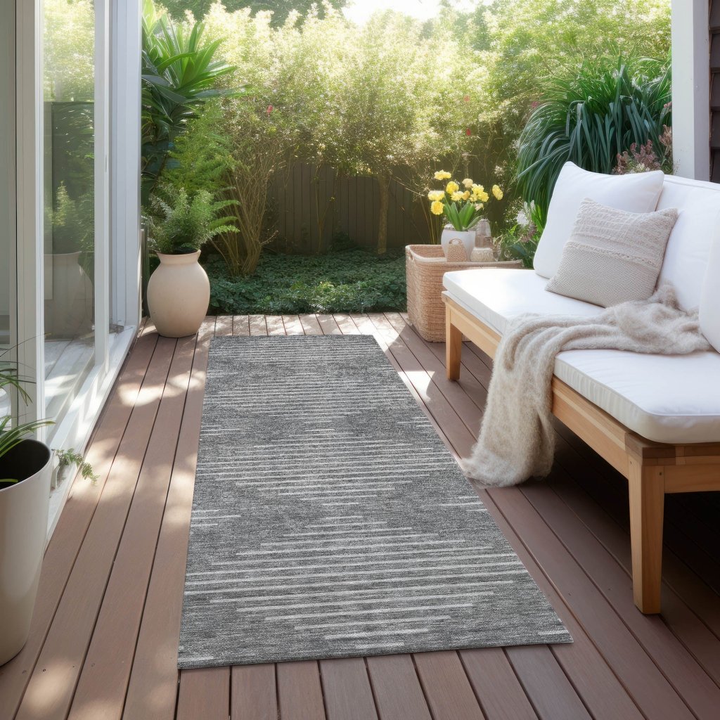 LOOMLAN Rugs Velina Charcoal Washable Indoor-Outdoor Rug