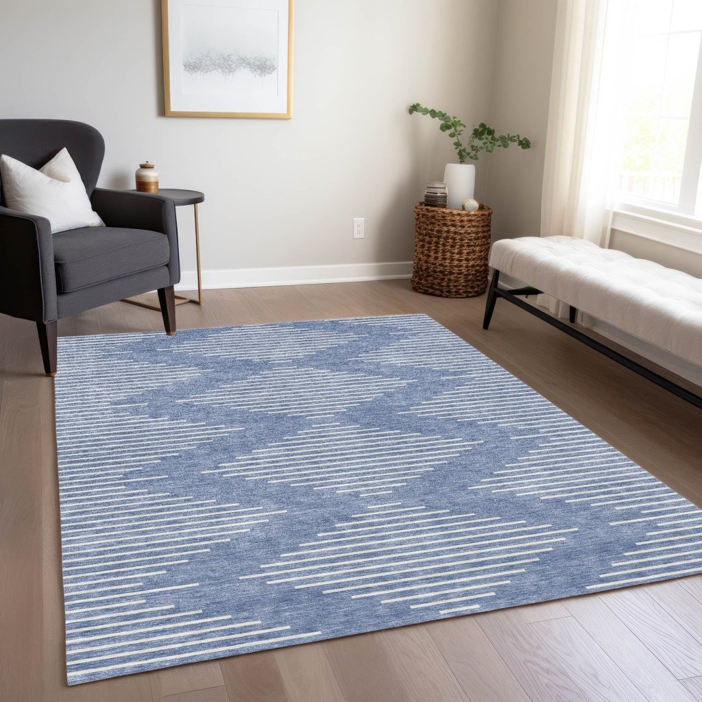 LOOMLAN Rugs Velina Denim Washable Indoor-Outdoor Rug