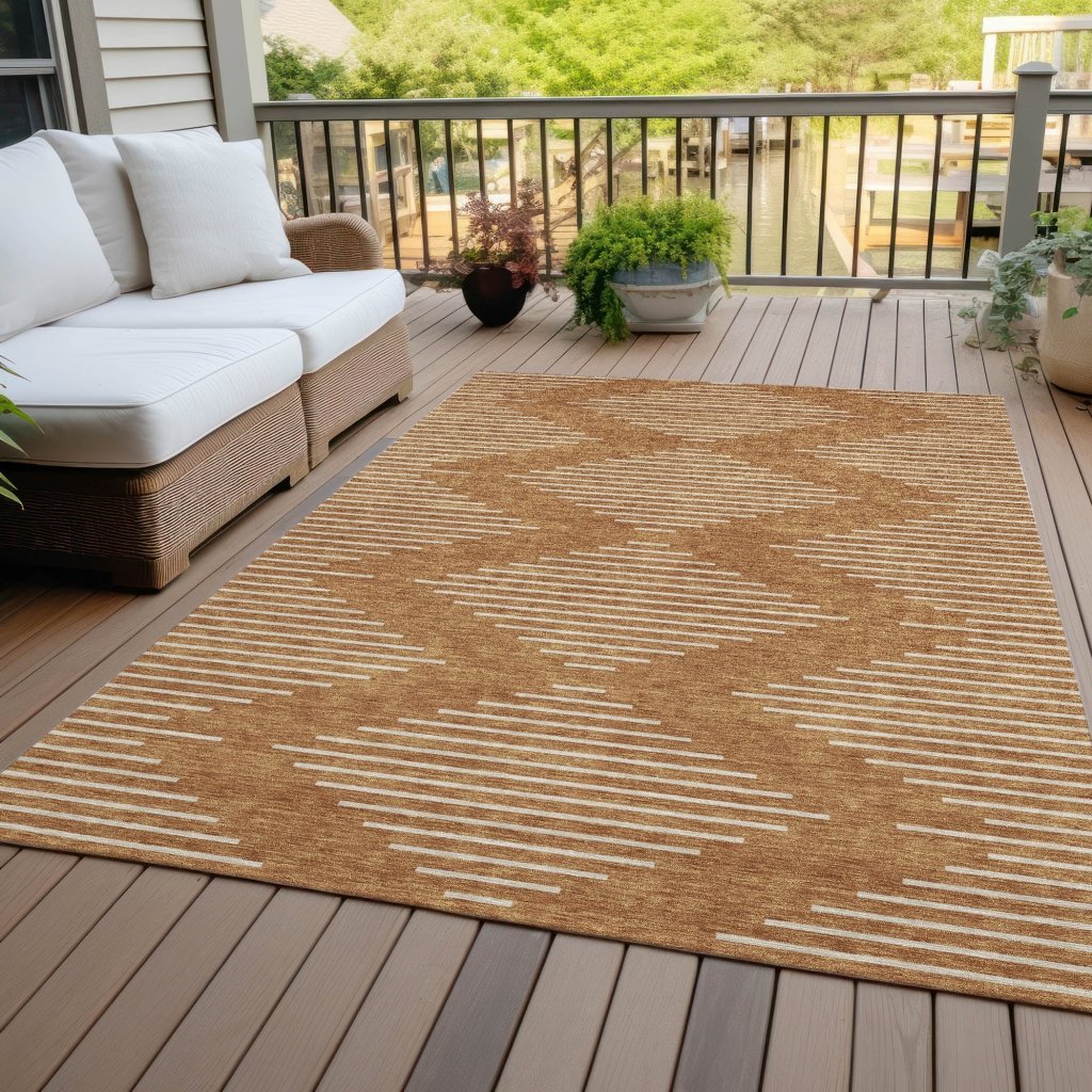 LOOMLAN Rugs Velina Orange Washable Indoor-Outdoor Rug