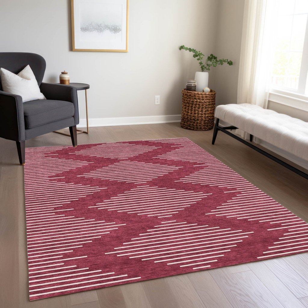 Velina Red Washable Indoor - Outdoor Rug - LOOMLAN - LOOMLAN Rugs - Outdoor Rugs