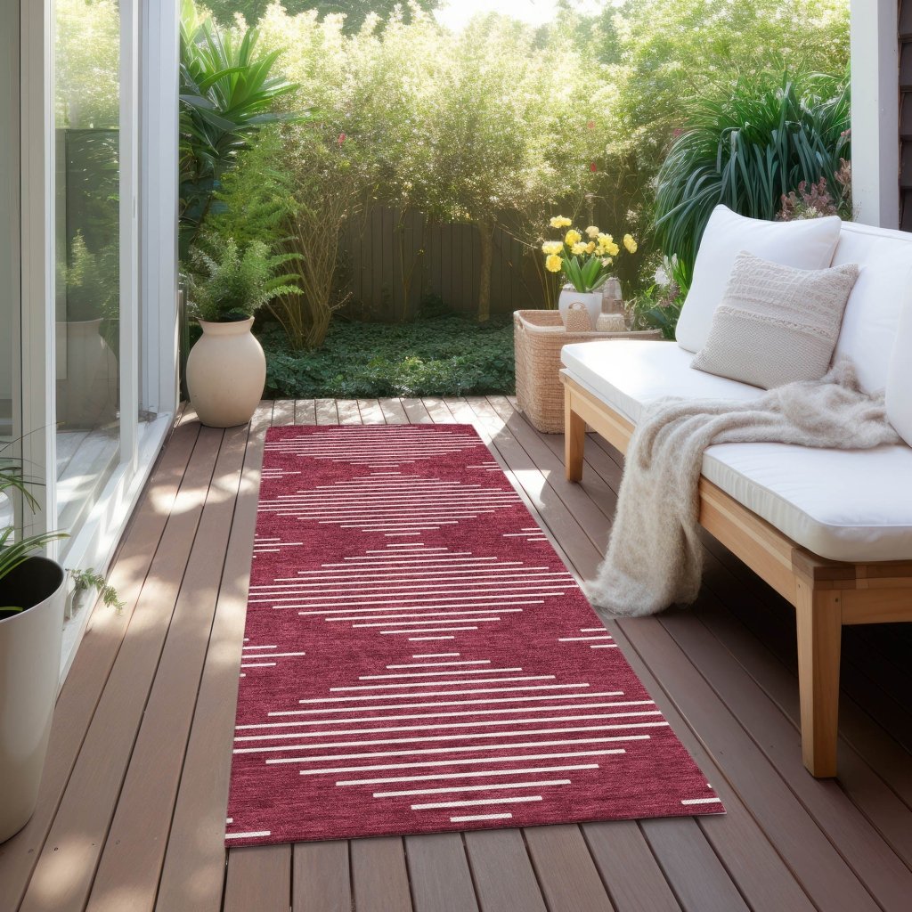 Velina Red Washable Indoor - Outdoor Rug - LOOMLAN - LOOMLAN Rugs - Outdoor Rugs