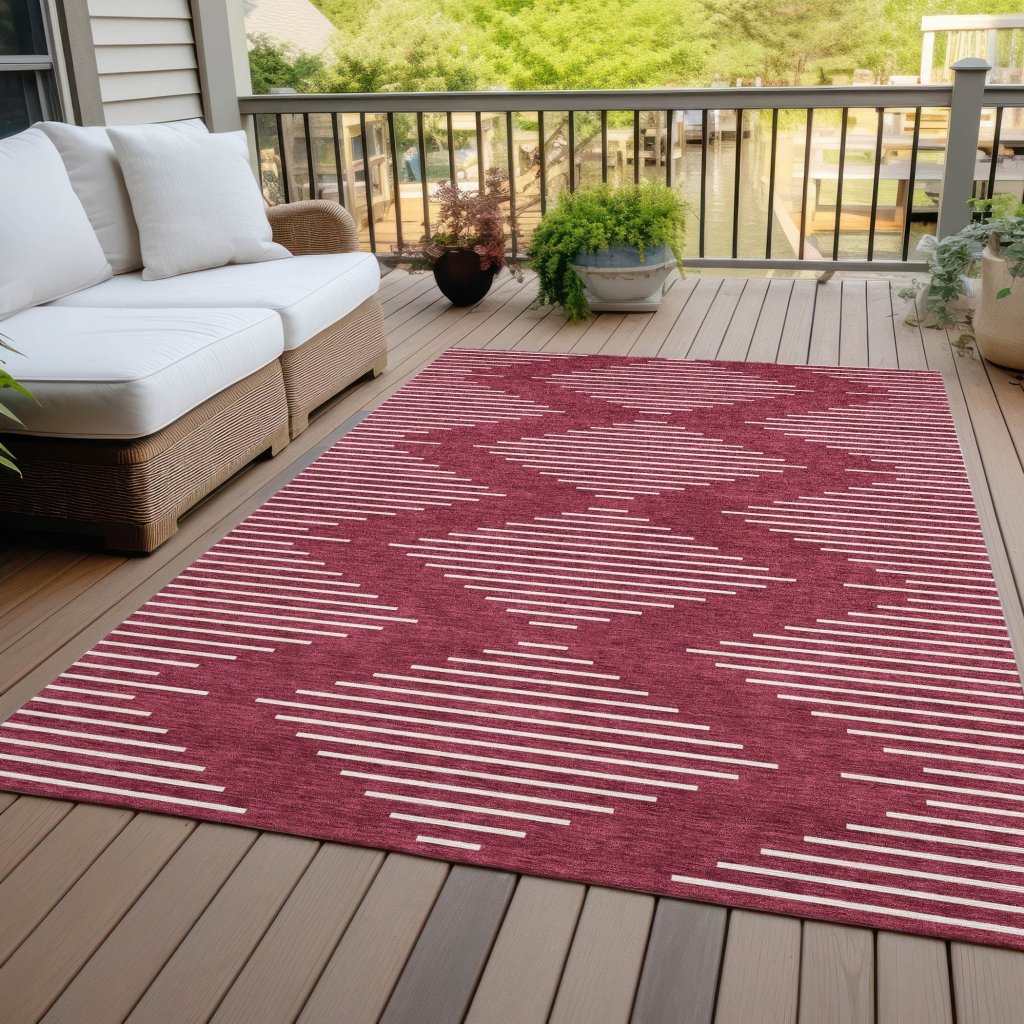 Velina Red Washable Indoor - Outdoor Rug - LOOMLAN - LOOMLAN Rugs - Outdoor Rugs