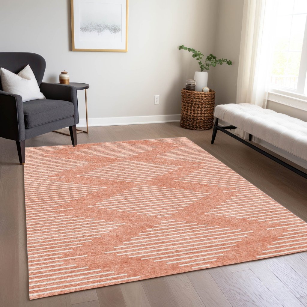 LOOMLAN Rugs Velina Salmon Washable Indoor-Outdoor Rug