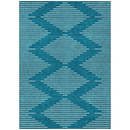 LOOMLAN Rugs Velina Teal Washable Indoor-Outdoor Rug
