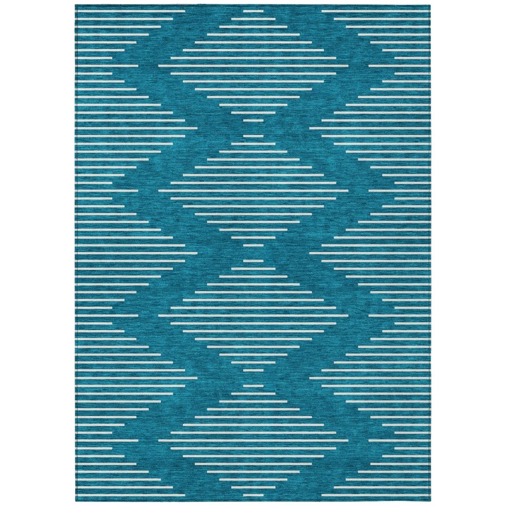 LOOMLAN Rugs Velina Teal Washable Indoor-Outdoor Rug