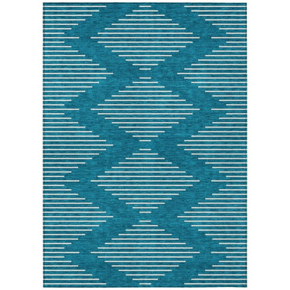 LOOMLAN Rugs Velina Teal Washable Indoor-Outdoor Rug