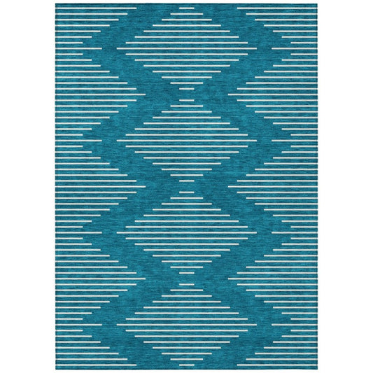 LOOMLAN Rugs Velina Teal Washable Indoor-Outdoor Rug