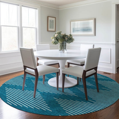 LOOMLAN Rugs Velina Teal Washable Indoor-Outdoor Rug