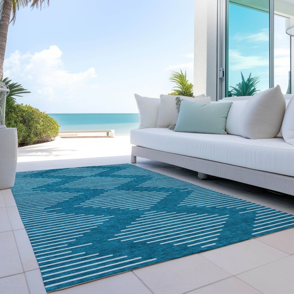 LOOMLAN Rugs Velina Teal Washable Indoor-Outdoor Rug
