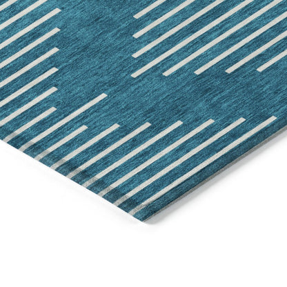 LOOMLAN Rugs Velina Teal Washable Indoor-Outdoor Rug
