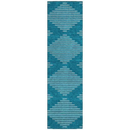 LOOMLAN Rugs Velina Teal Washable Indoor-Outdoor Rug