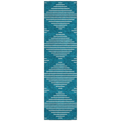 LOOMLAN Rugs Velina Teal Washable Indoor-Outdoor Rug
