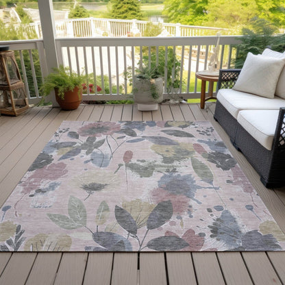 LOOMLAN Rugs Velustre Pink Washable Indoor-Outdoor Rug