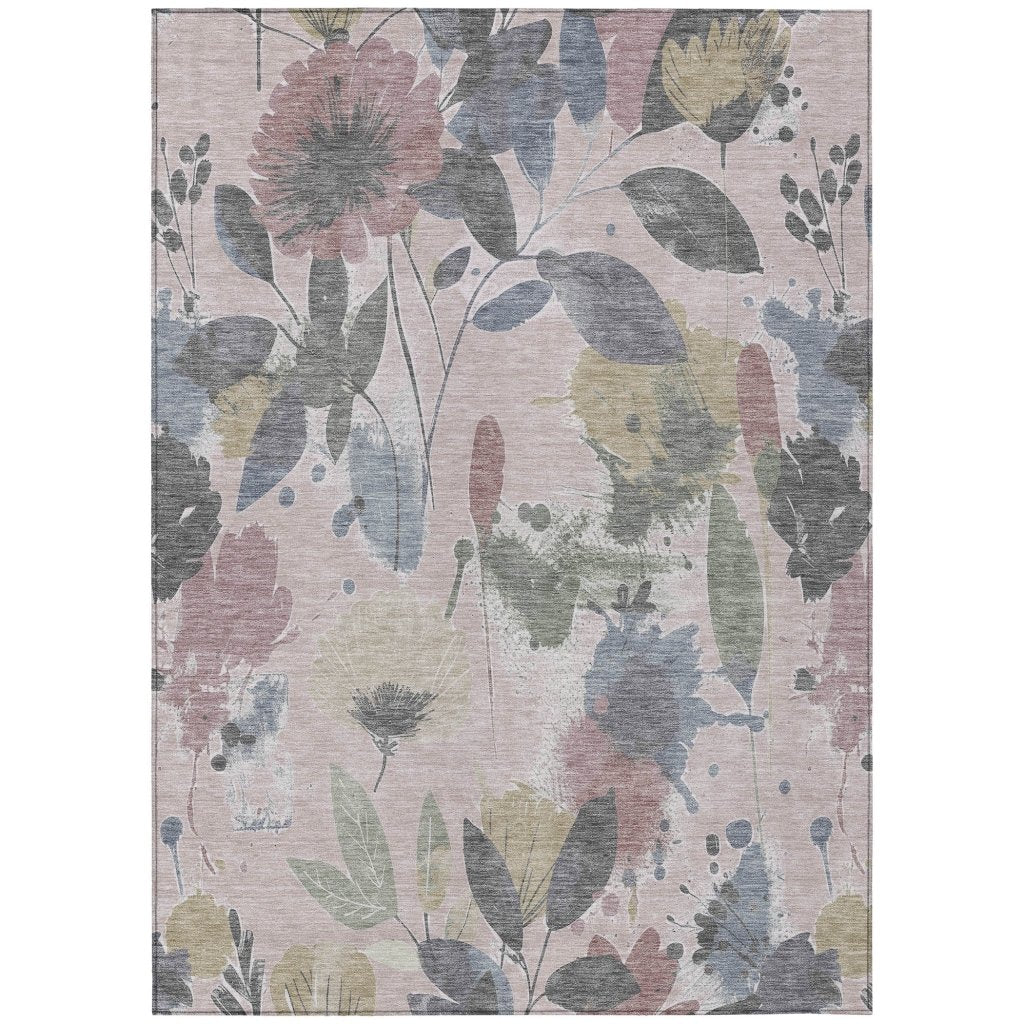 LOOMLAN Rugs Velustre Pink Washable Indoor-Outdoor Rug