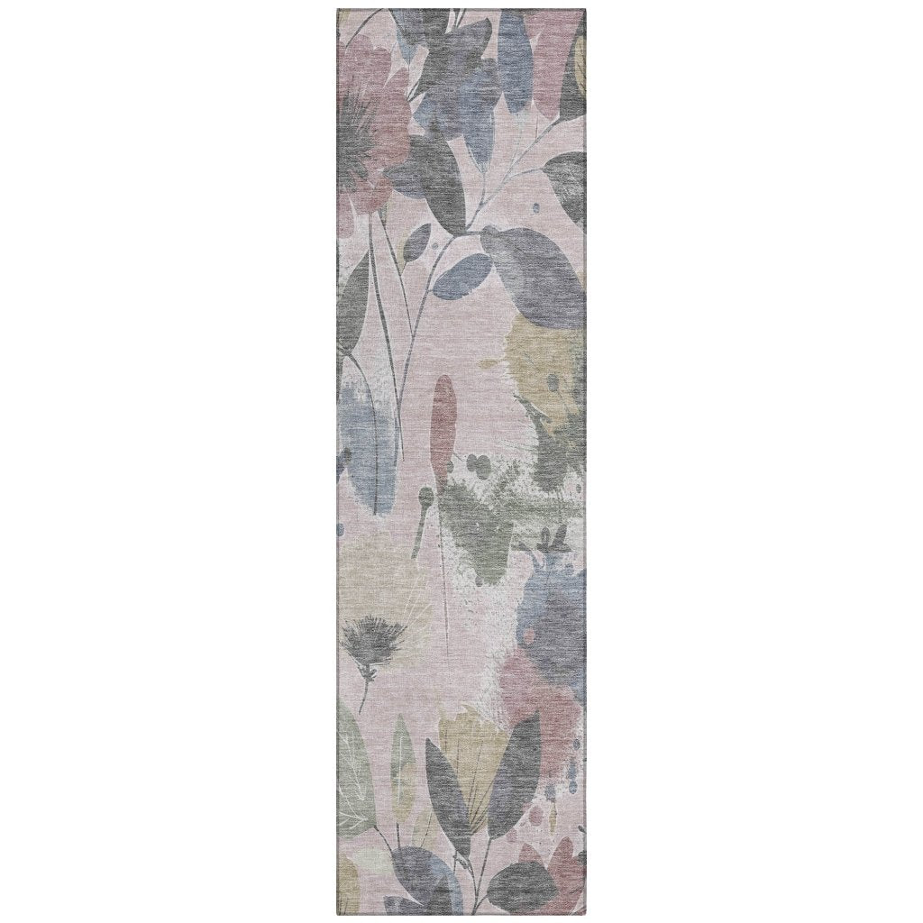 LOOMLAN Rugs Velustre Pink Washable Indoor-Outdoor Rug