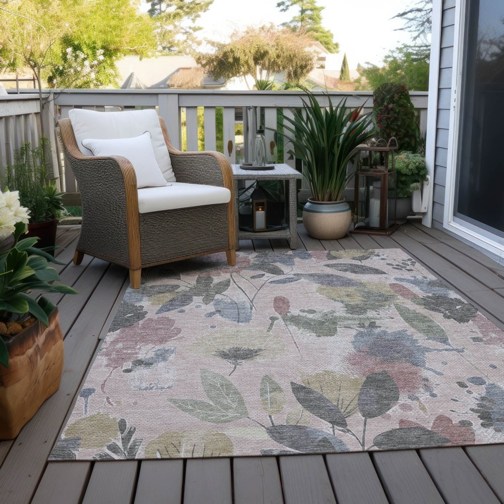 LOOMLAN Rugs Velustre Pink Washable Indoor-Outdoor Rug
