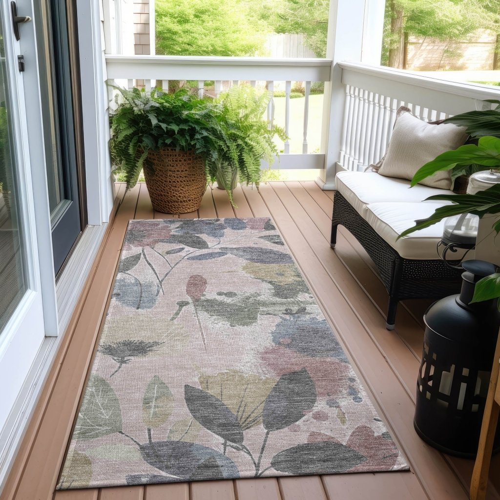 LOOMLAN Rugs Velustre Pink Washable Indoor-Outdoor Rug