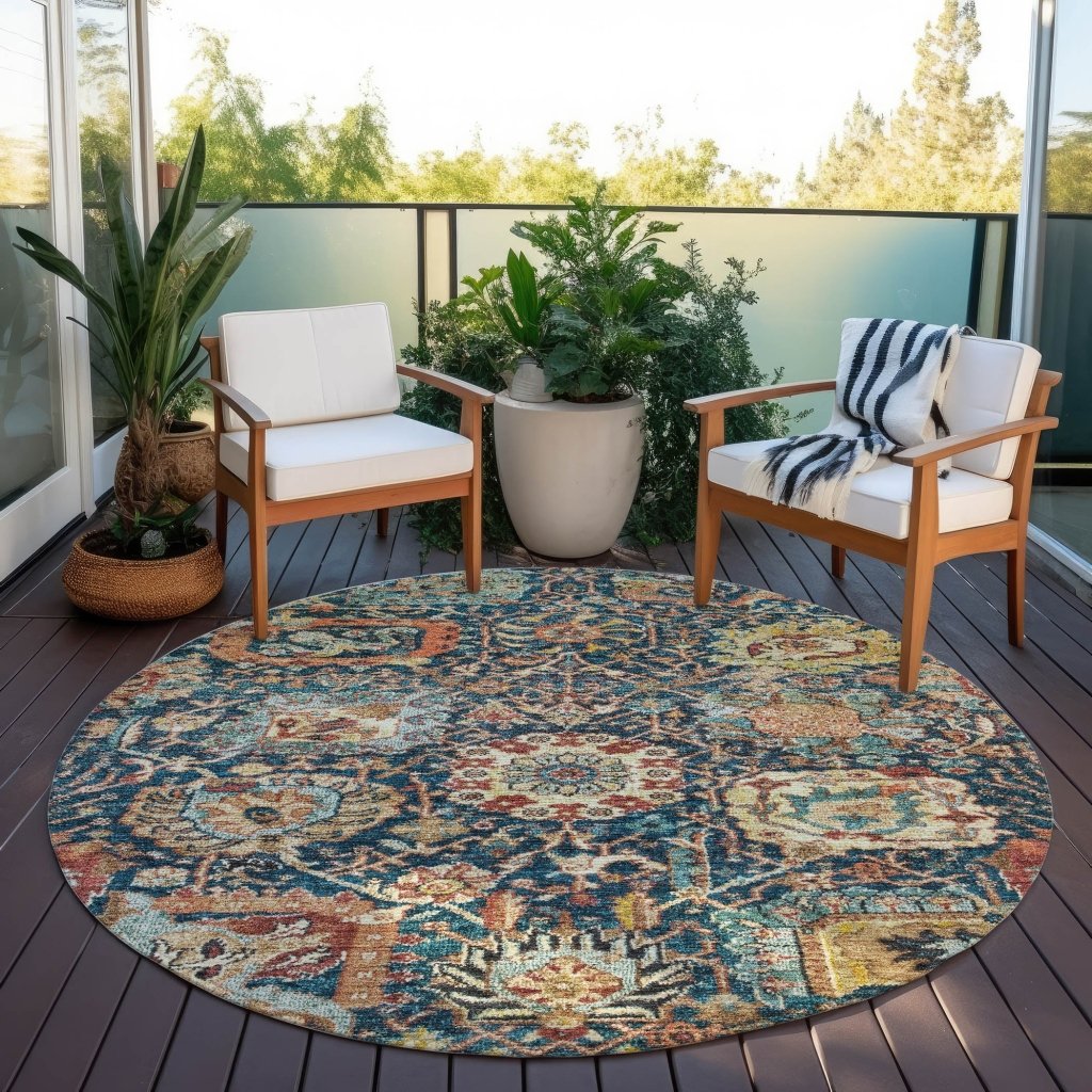 LOOMLAN Rugs Verona Blue Washable Indoor-Outdoor Rug