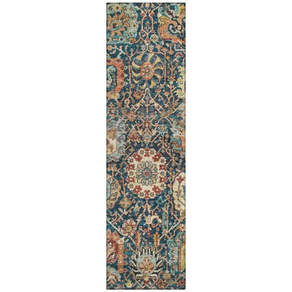 LOOMLAN Rugs Verona Blue Washable Indoor-Outdoor Rug