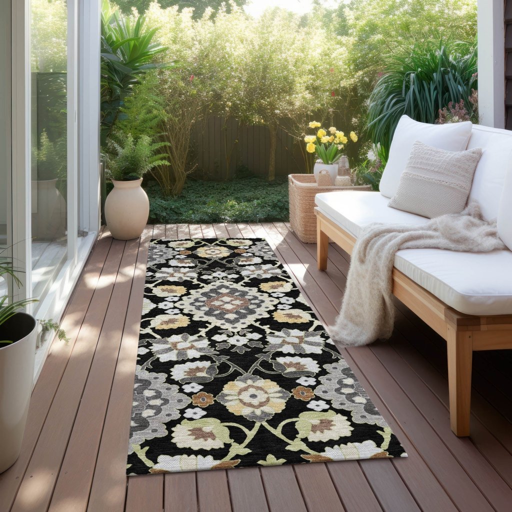 LOOMLAN Rugs Vespera Black Washable Indoor-Outdoor Rug