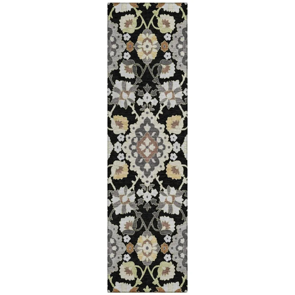 LOOMLAN Rugs Vespera Black Washable Indoor-Outdoor Rug