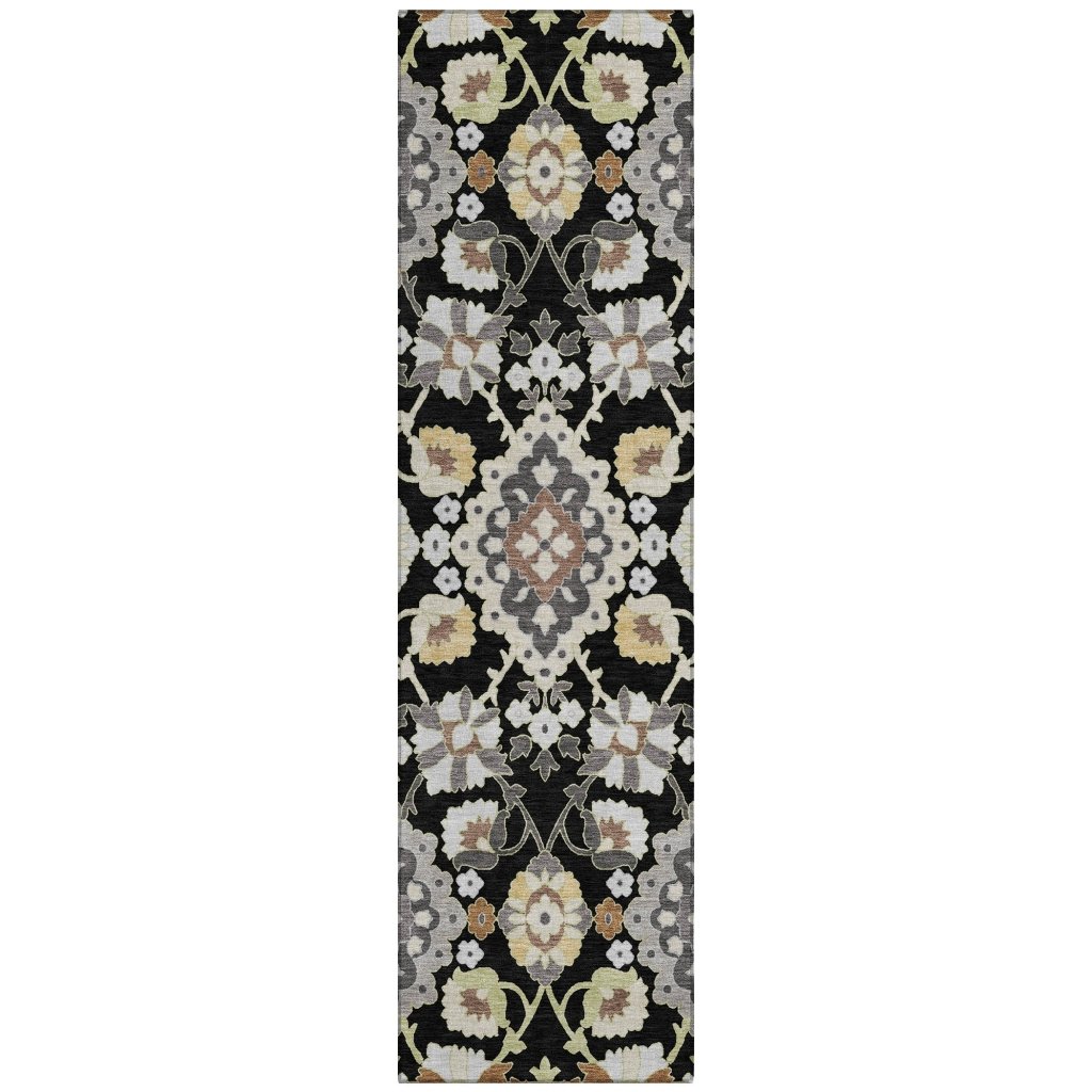 LOOMLAN Rugs Vespera Black Washable Indoor-Outdoor Rug
