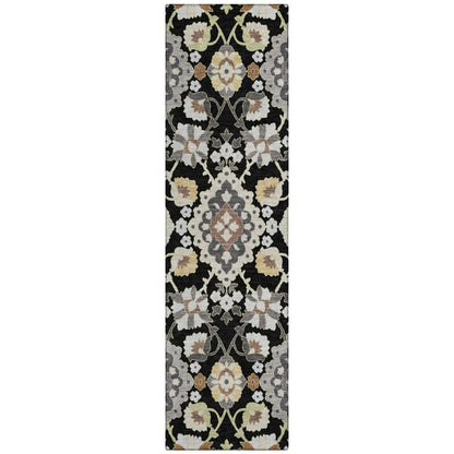 LOOMLAN Rugs Vespera Black Washable Indoor-Outdoor Rug