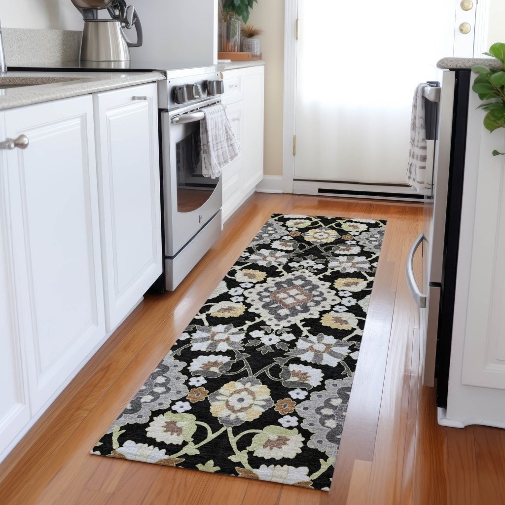 LOOMLAN Rugs Vespera Black Washable Indoor-Outdoor Rug