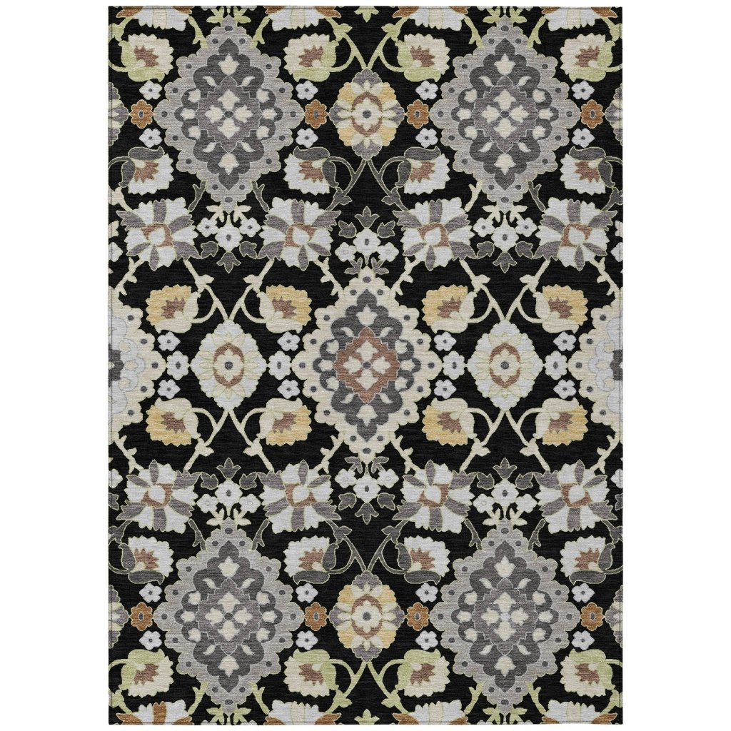 LOOMLAN Rugs Vespera Black Washable Indoor-Outdoor Rug