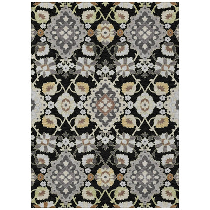 LOOMLAN Rugs Vespera Black Washable Indoor-Outdoor Rug