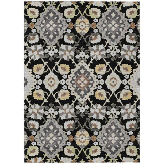 LOOMLAN Rugs Vespera Black Washable Indoor-Outdoor Rug