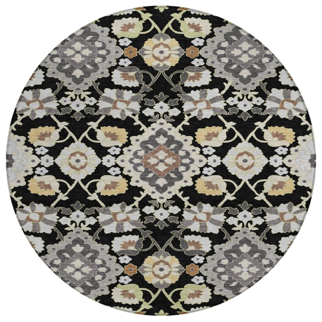 LOOMLAN Rugs Vespera Black Washable Indoor-Outdoor Rug