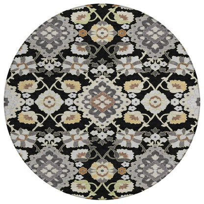 LOOMLAN Rugs Vespera Black Washable Indoor-Outdoor Rug