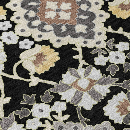 LOOMLAN Rugs Vespera Black Washable Indoor-Outdoor Rug