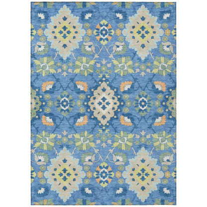 LOOMLAN Rugs Vespera Blue Washable Indoor-Outdoor Rug