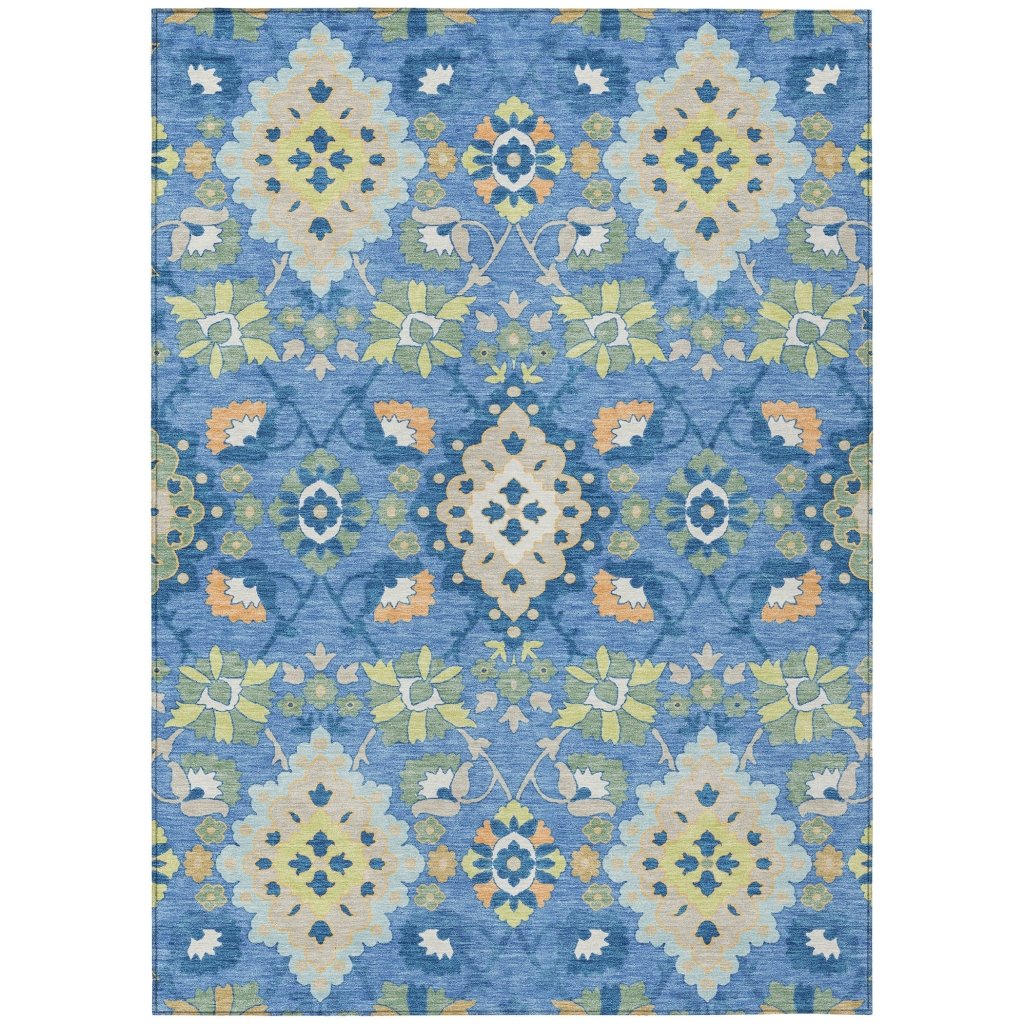 LOOMLAN Rugs Vespera Blue Washable Indoor-Outdoor Rug