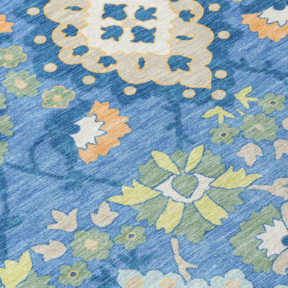 LOOMLAN Rugs Vespera Blue Washable Indoor-Outdoor Rug